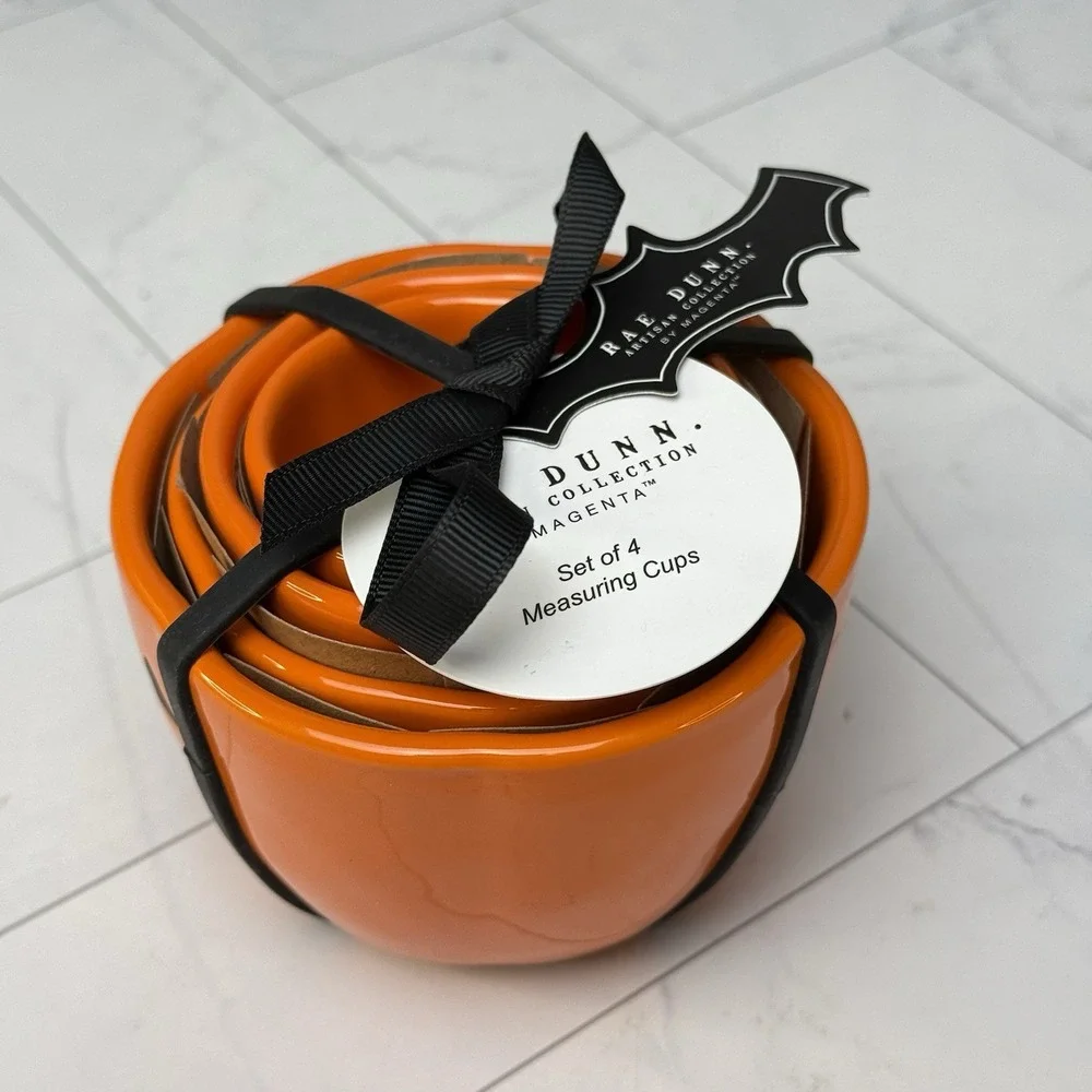 Rae Dunn Jack-O'-Lantern Pumpkin Halloween Baking Measuring Cups Set